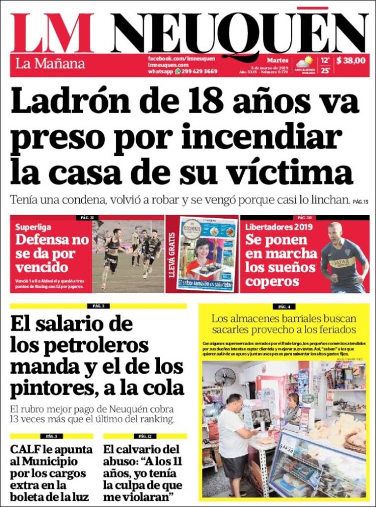 Portada de La Mañanade Neuquén (Argentina)