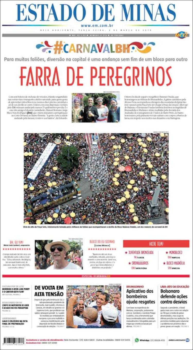Portada de Jornal Estado de Minas (Brasil)