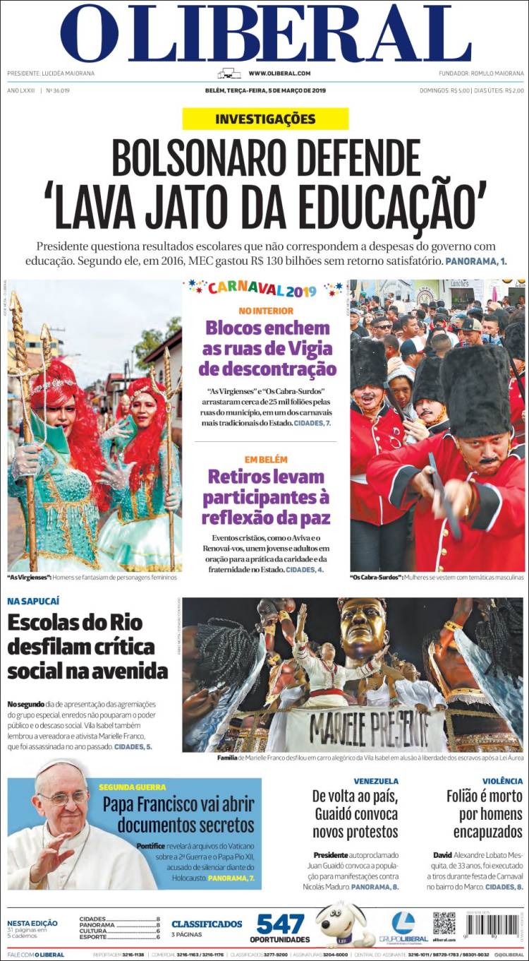 Portada de O Liberal (Brasil)