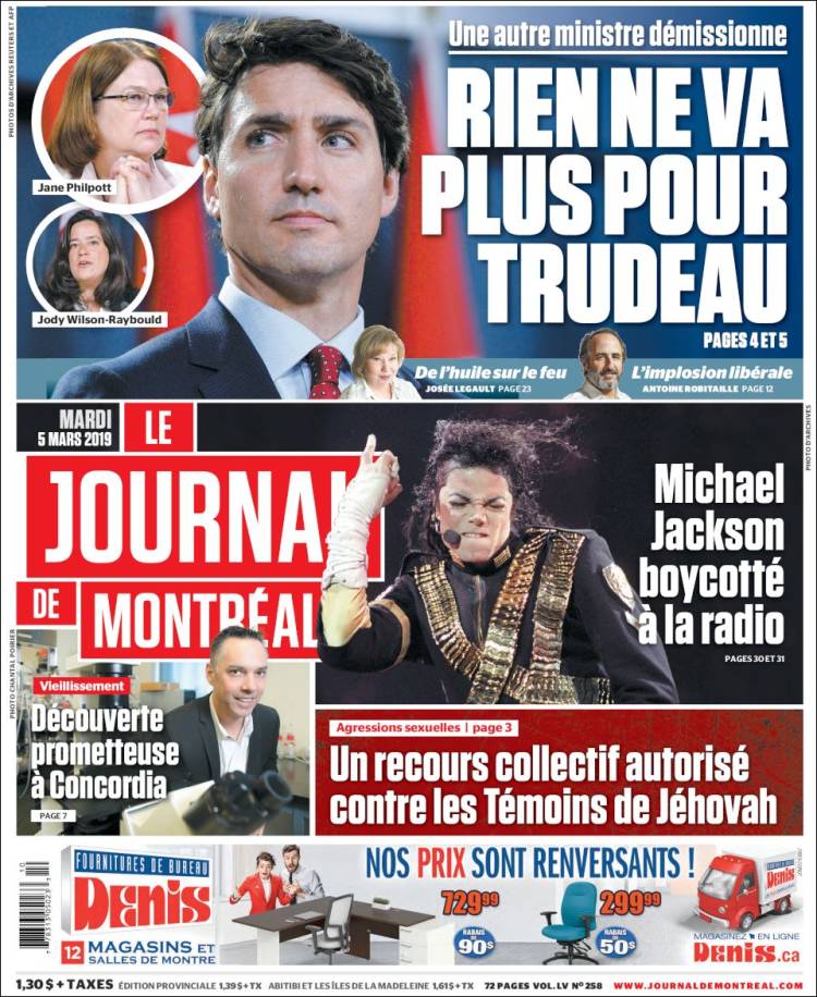 Portada de Le Journal de Montréal (Canadá)