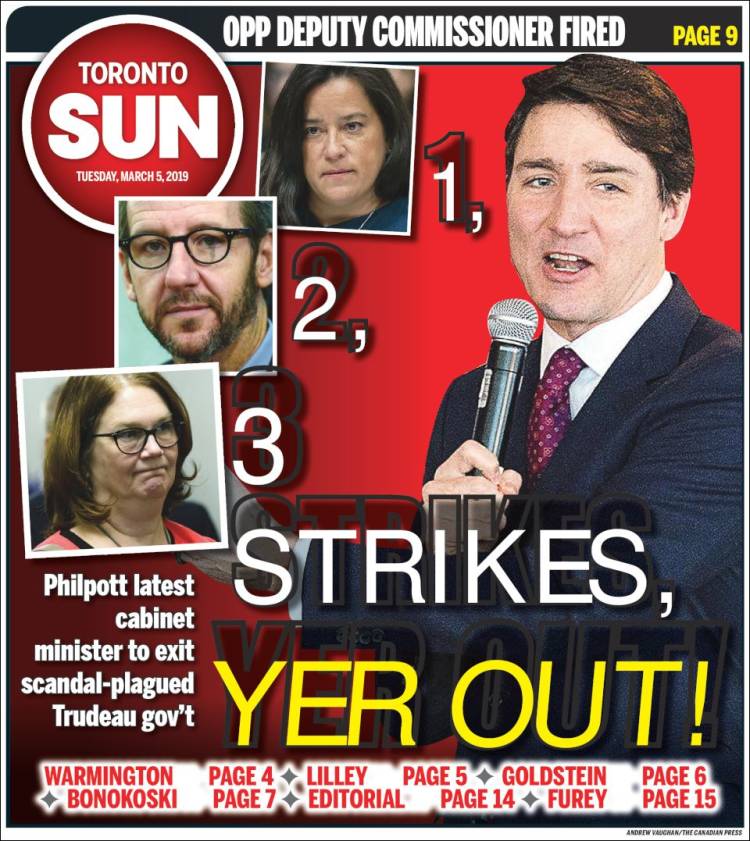 Portada de The Toronto Sun (Canadá)