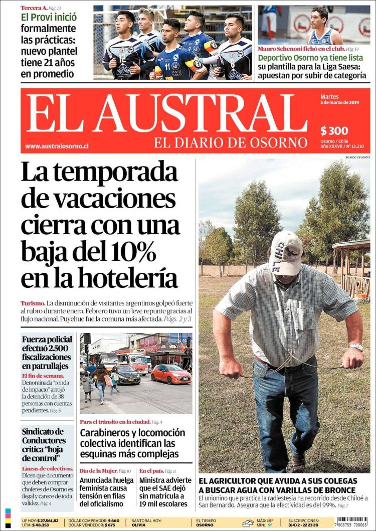 Portada de El Austral de Osorno (Chile)