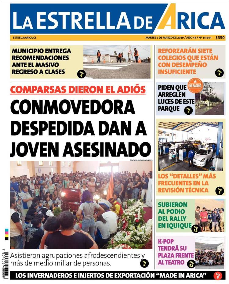 Portada de La Estrella de Arica (Chile)