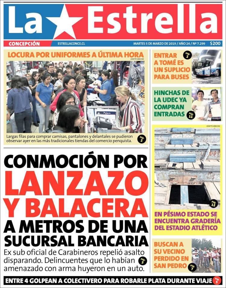 Portada de La Estrella de Concepción (Chile)