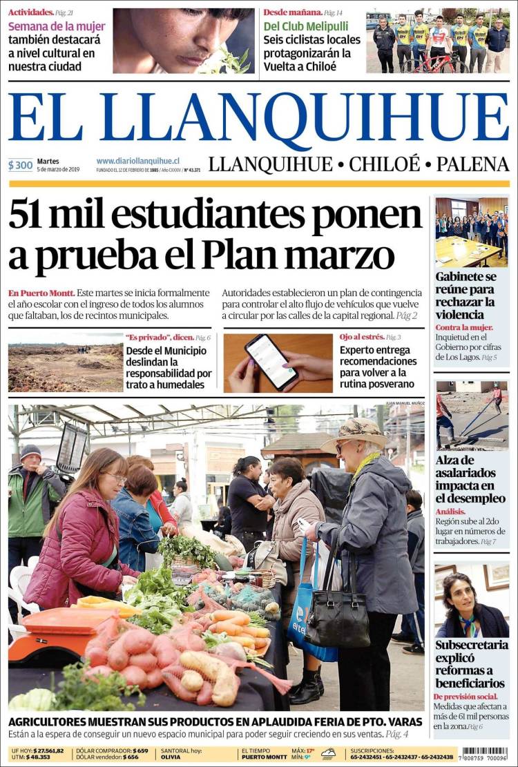 Portada de El Llanquihue (Chile)