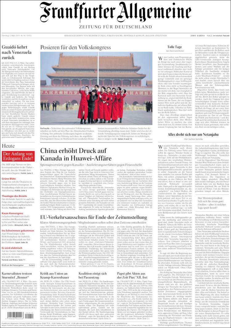 Portada de Frankfurter Allgemeine (Alemania)