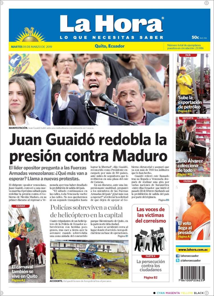 Portada de La Hora - Ecuador (Ecuador)
