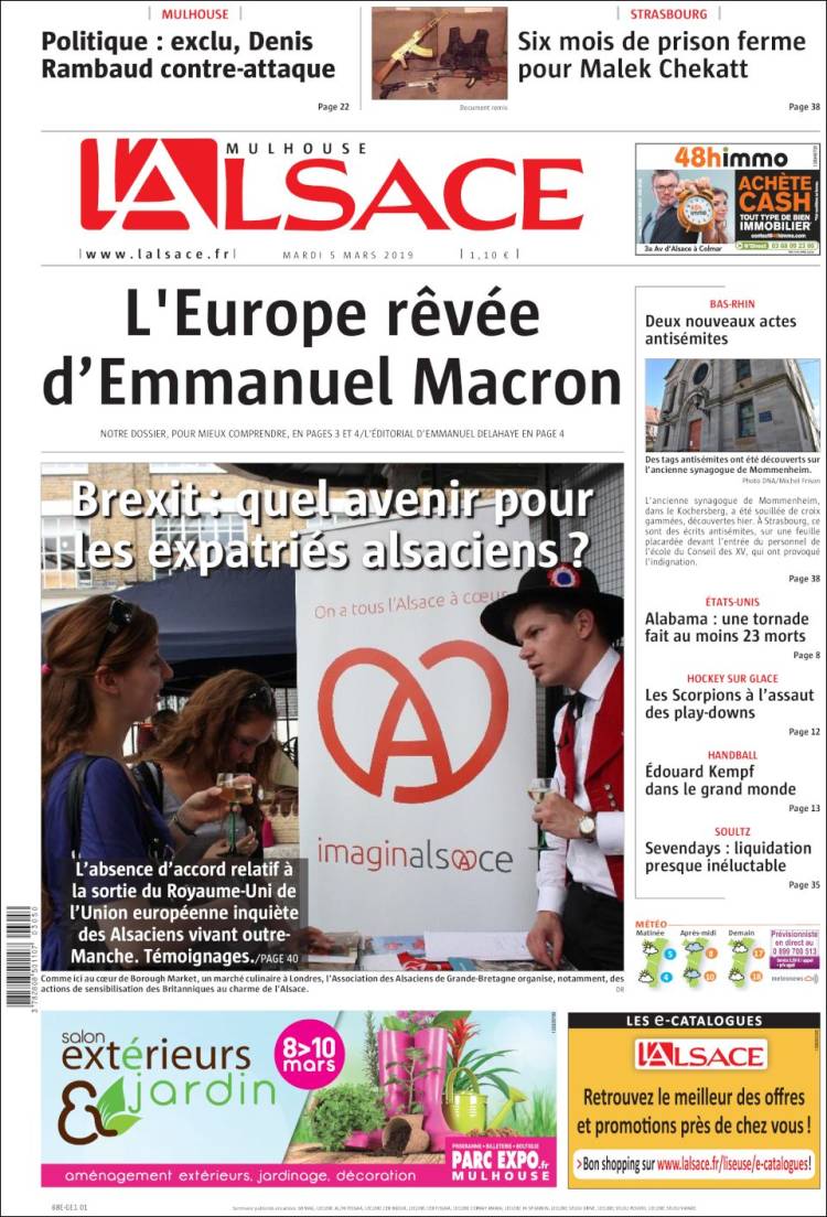 Portada de Journal L'Alsace (Francia)