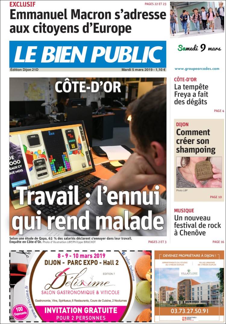Portada de Le Bien Public (Francia)
