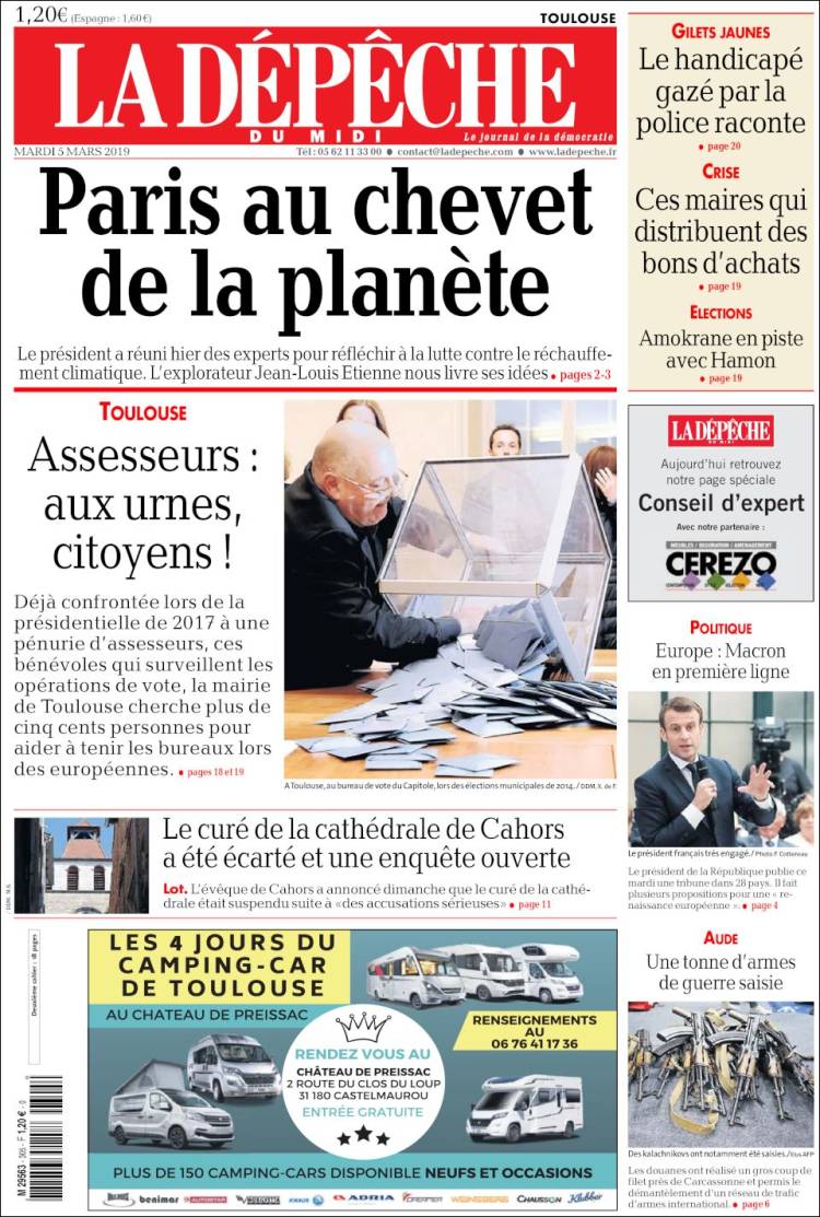 Portada de La Dépêche du Midi (Francia)