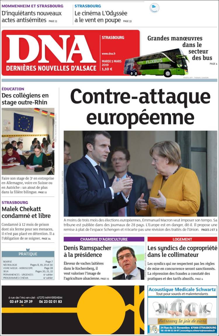Portada de Les Dernières Nouvelles d'Alsace (Francia)