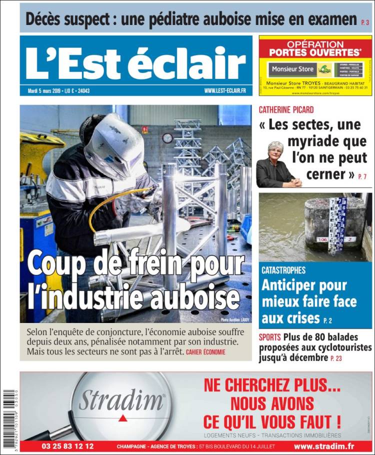 Portada de L'Est Eclair (Francia)
