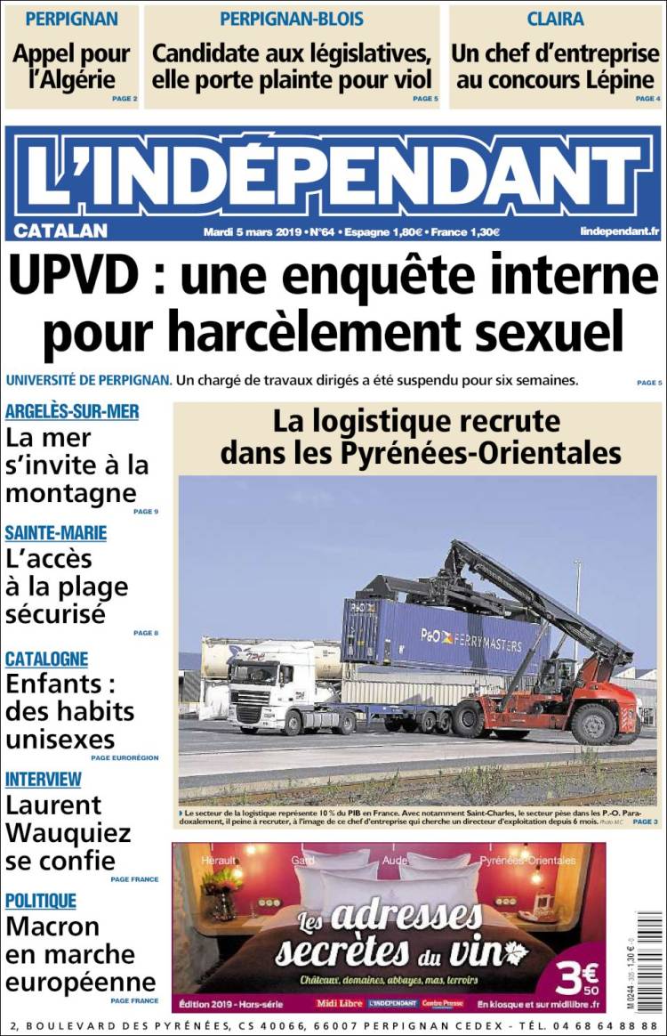 Portada de Le Indépendant (Francia)