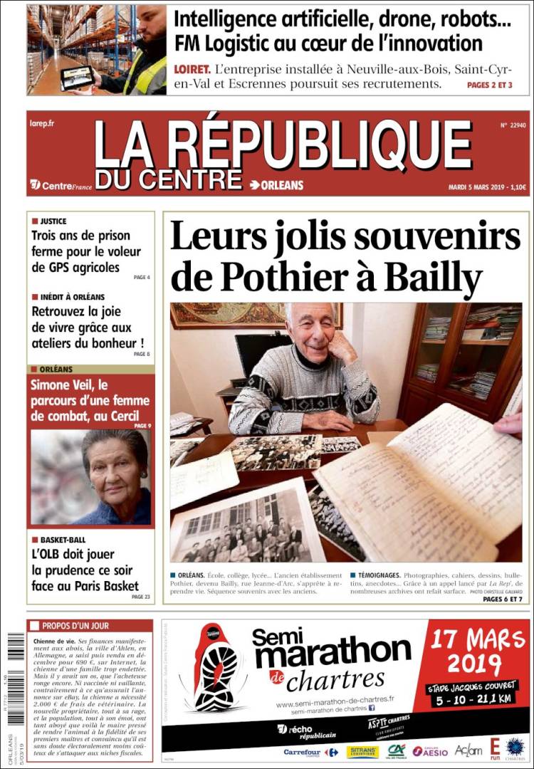 Portada de La République du Centre (Francia)