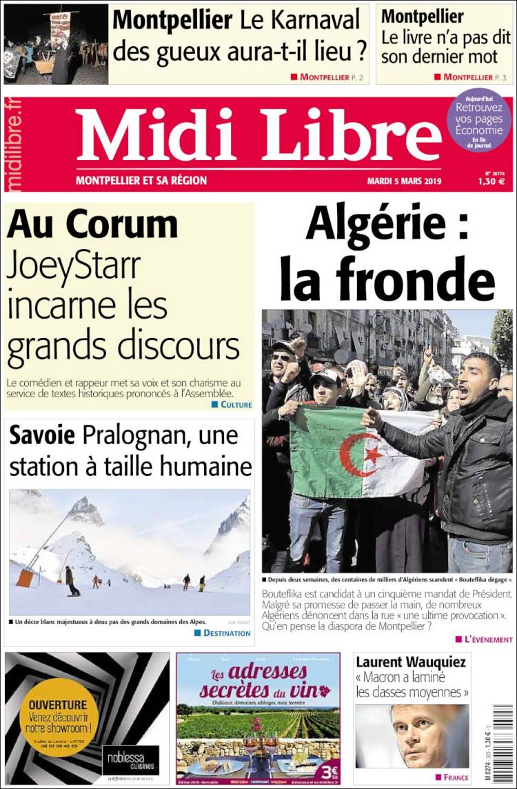 Portada de Midi Libre (Francia)