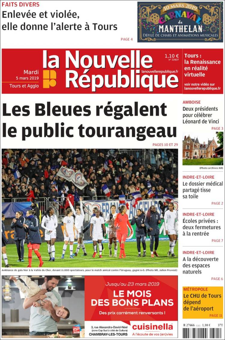 Portada de La Nouvelle Republique (Francia)