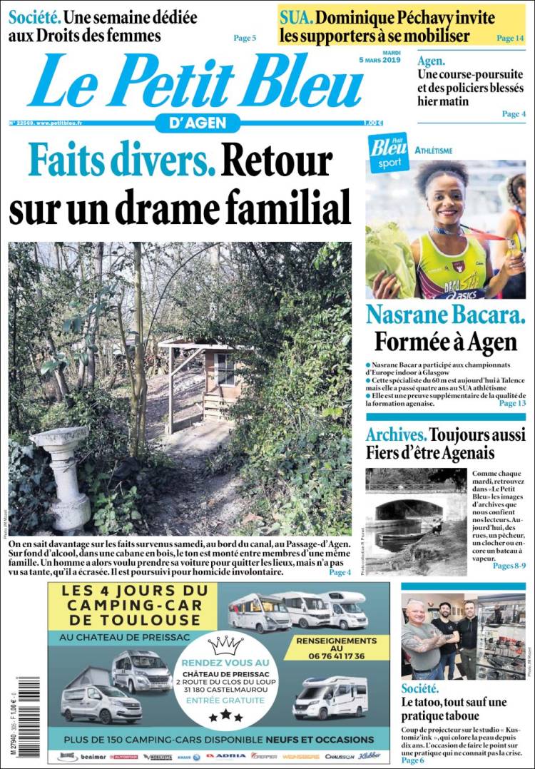 Portada de Le Petit Bleu (Francia)