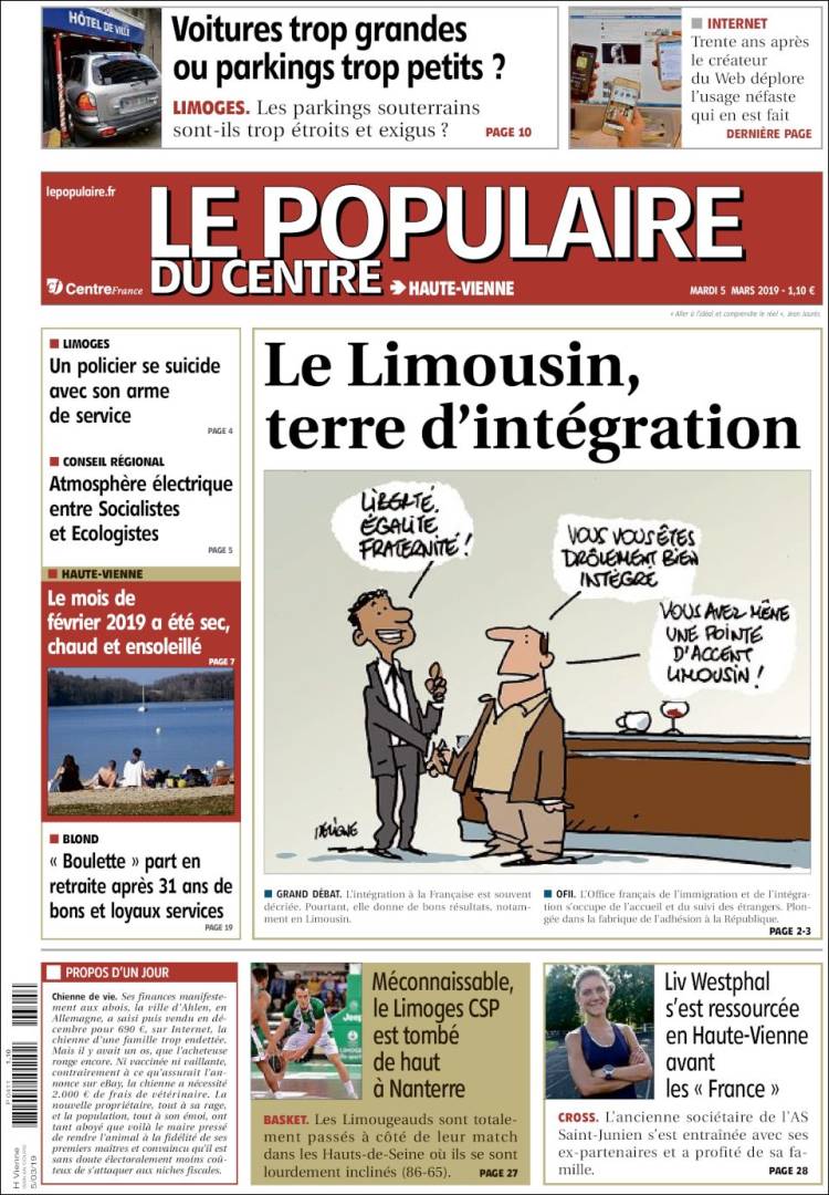 Portada de Le Populaire du Centre (Francia)
