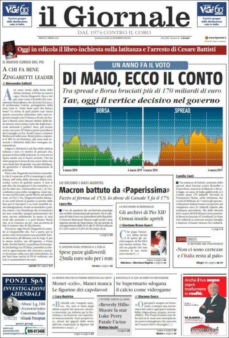 Portada de il Giornale (Italia)