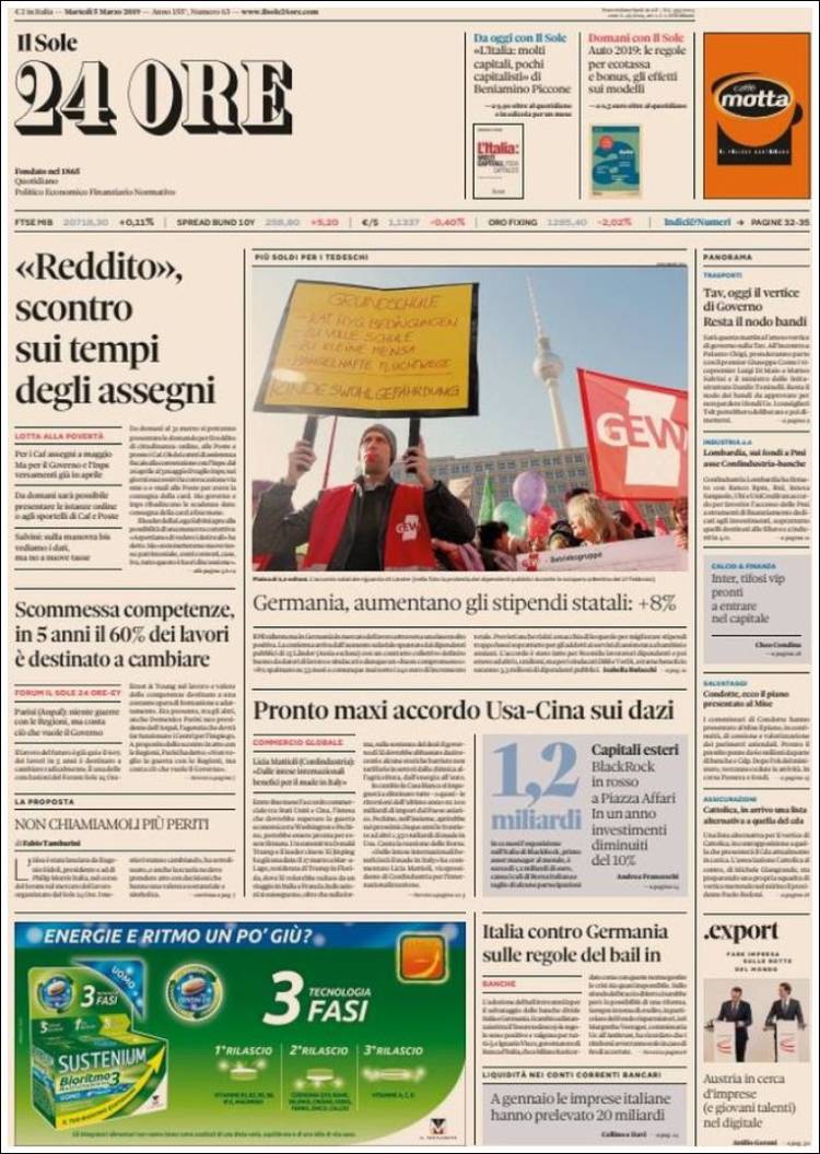 Portada de Il Sole 24 ORE (Italia)