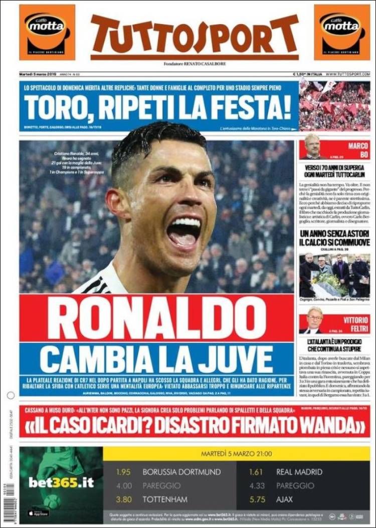 Portada de Tuttosport (Italia)