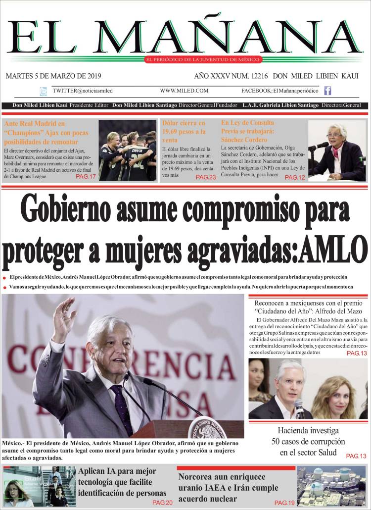 Portada de El Mañana de Toluca (México)