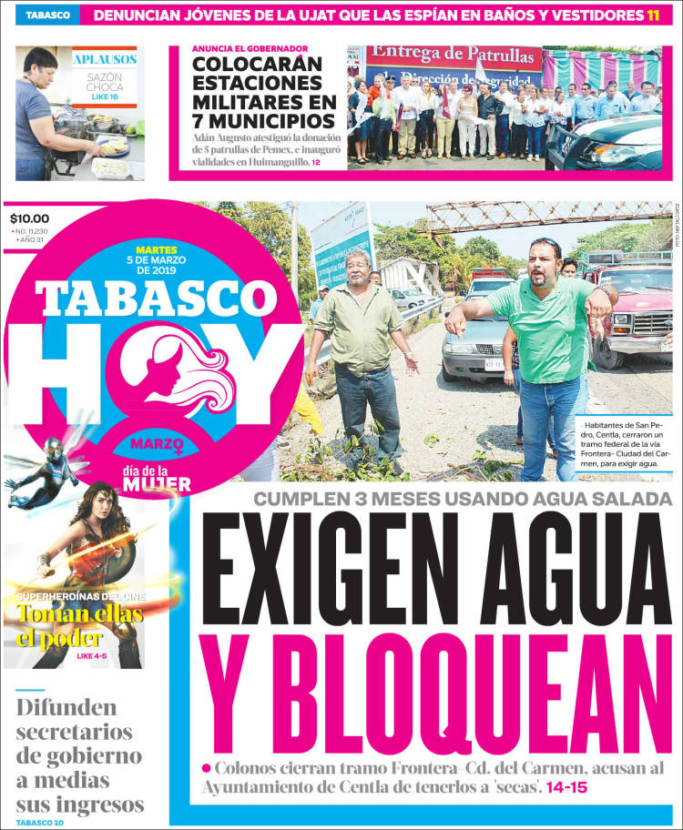 Portada de Tabasco Hoy (México)