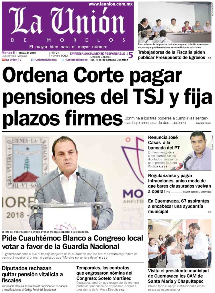 Portada de La Unión de Morelos (México)