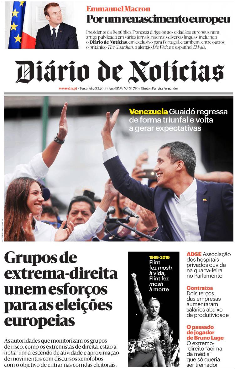 Portada de Diário de Noticias (Portugal)