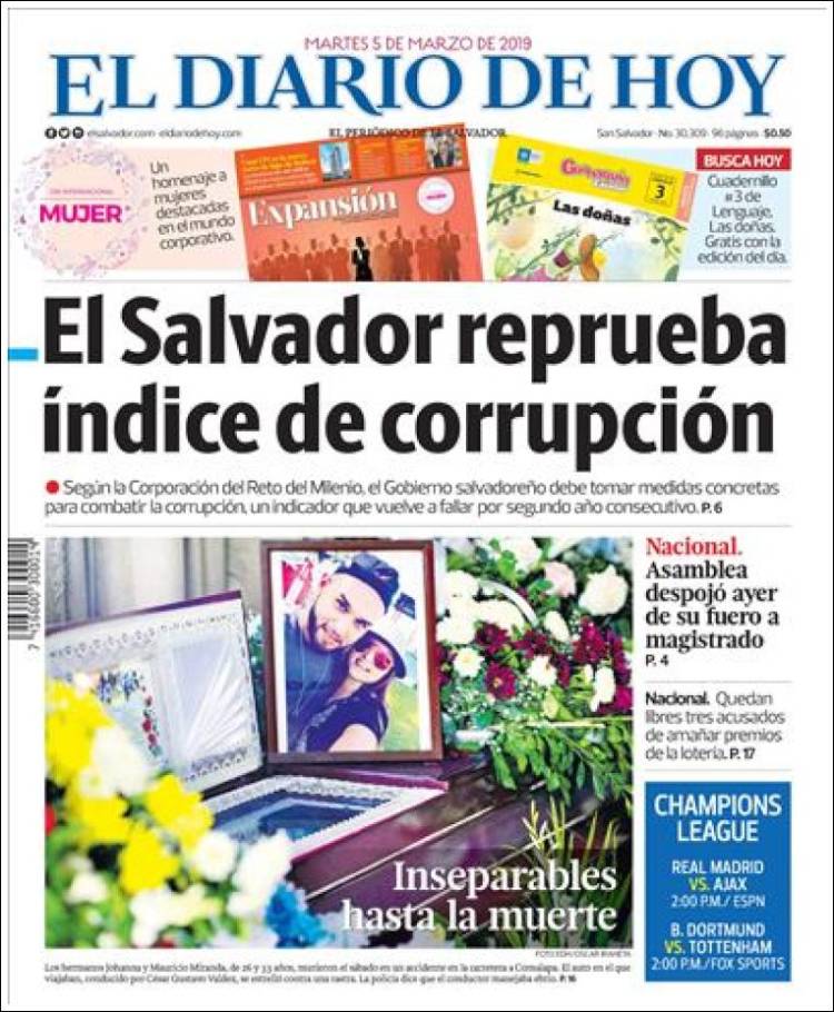 Portada de El Diario de Hoy (El Salvador)