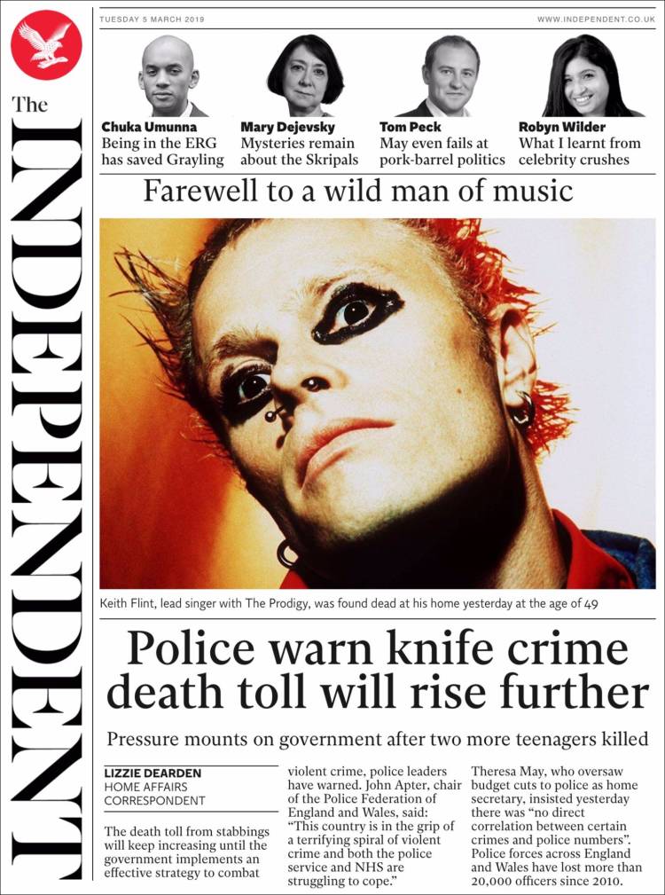 Portada de The Independent (Reino Unido)