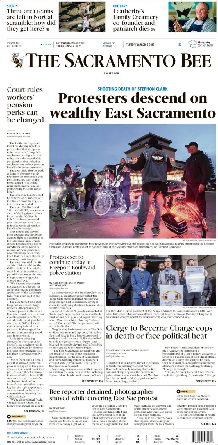 Portada de The Sacramento Bee (USA)