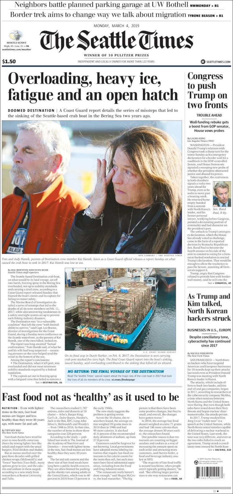 Portada de Seattle Times (USA)