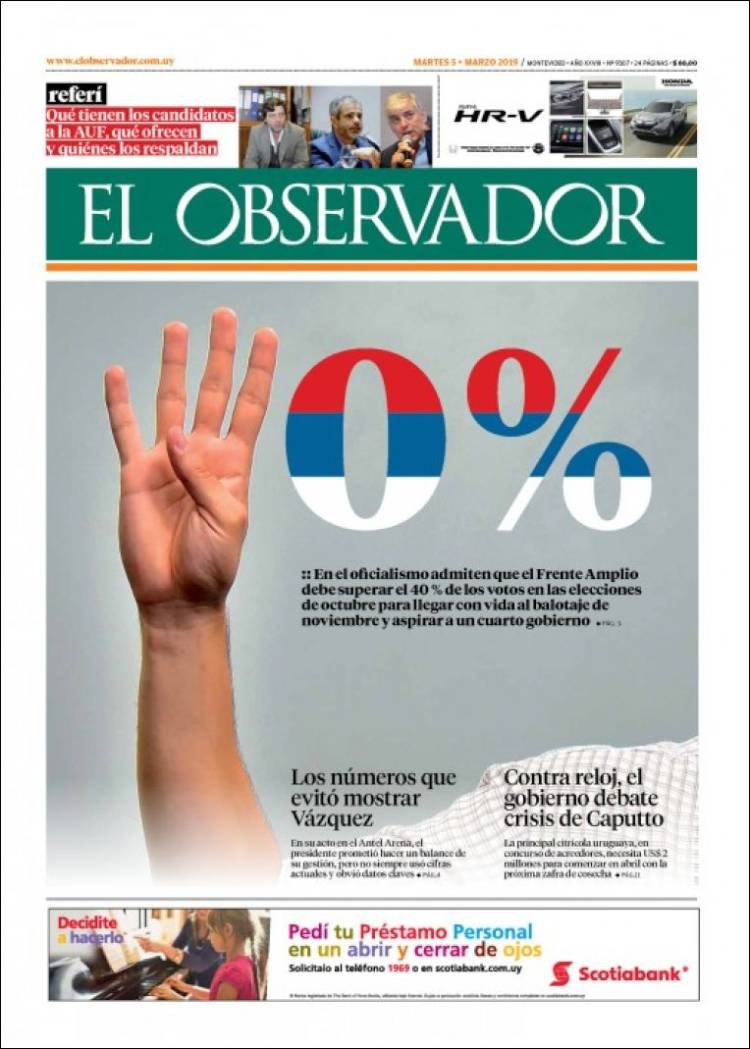 Portada de El Observador (Uruguay)