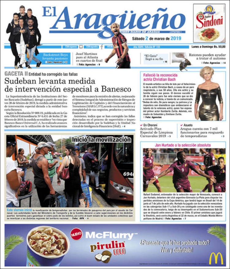 Portada de El Aragüeño (Venezuela)