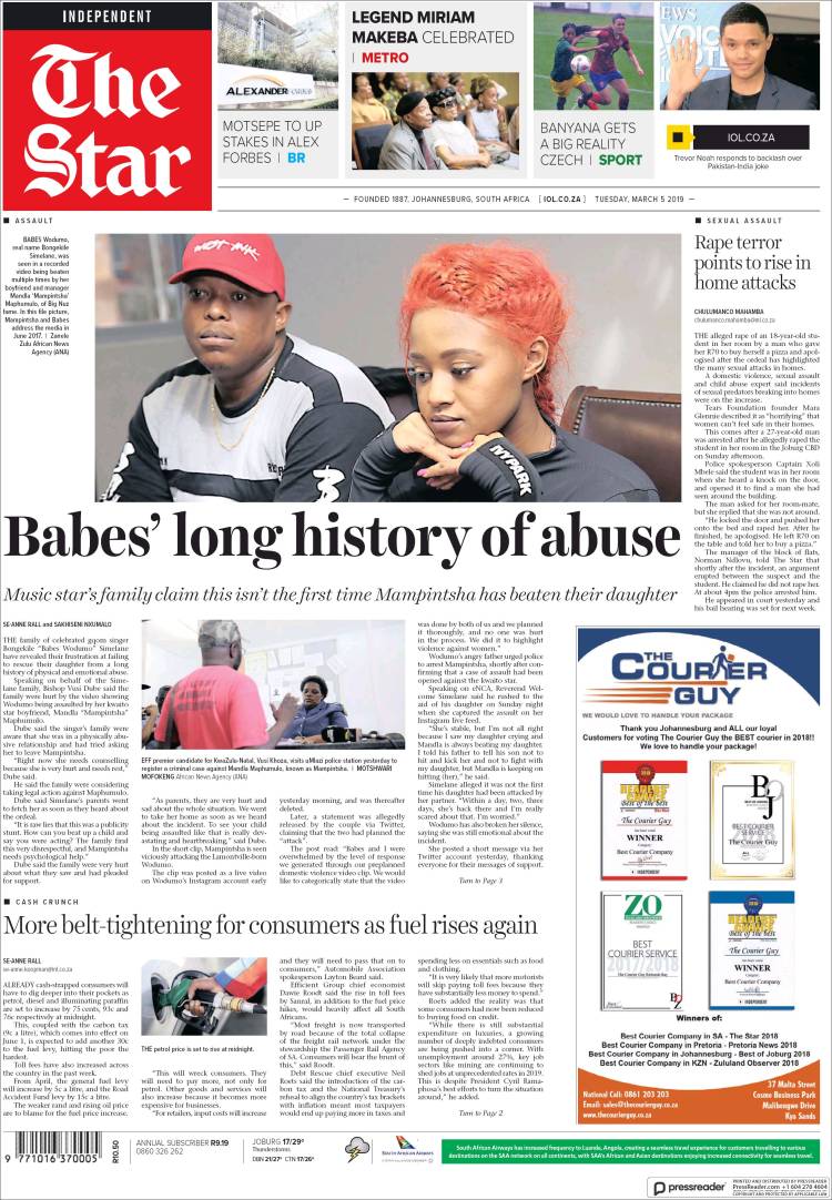 Portada de The Star (Sud&aacute;frica)