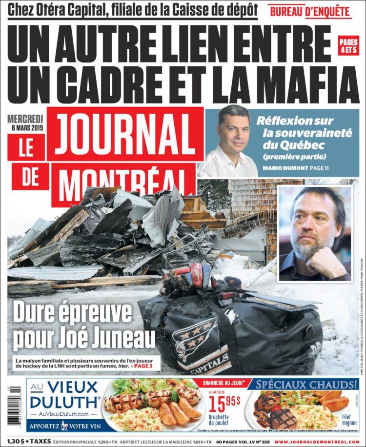 Portada de Le Journal de Montréal (Canadá)