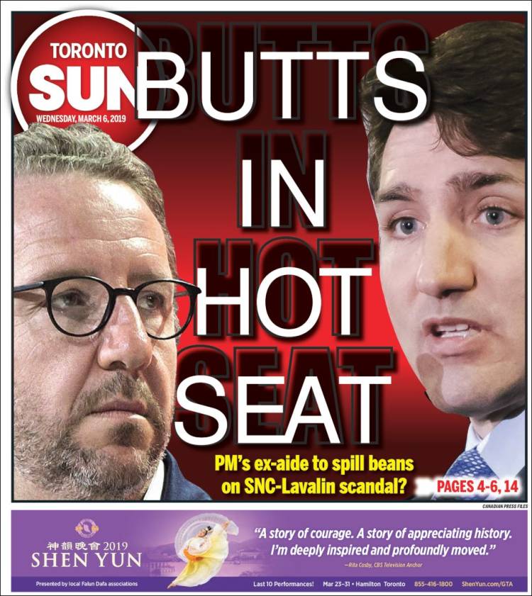 Portada de The Toronto Sun (Canadá)