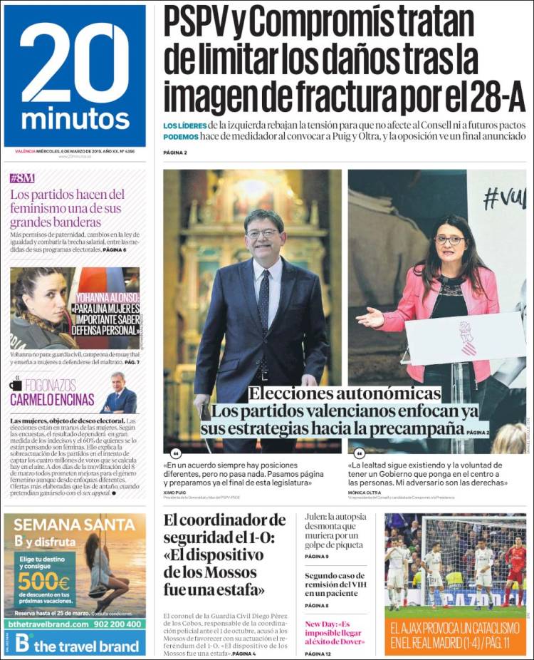 Portada de 20 Minutos - Valencia (España)