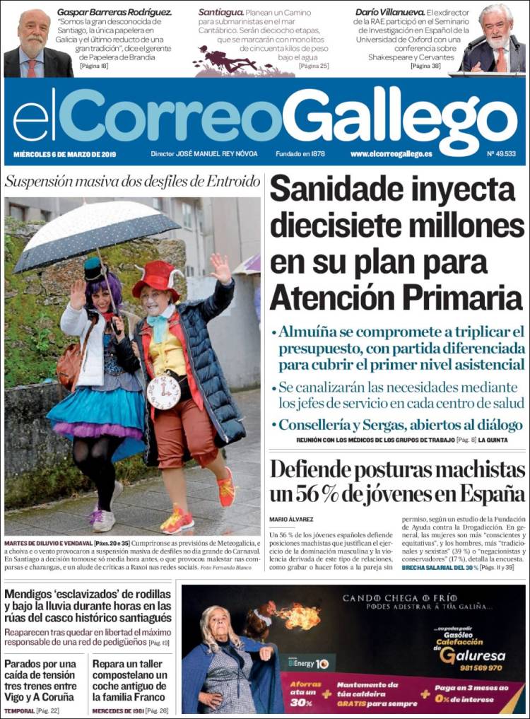 Portada de El Correo Gallego (España)