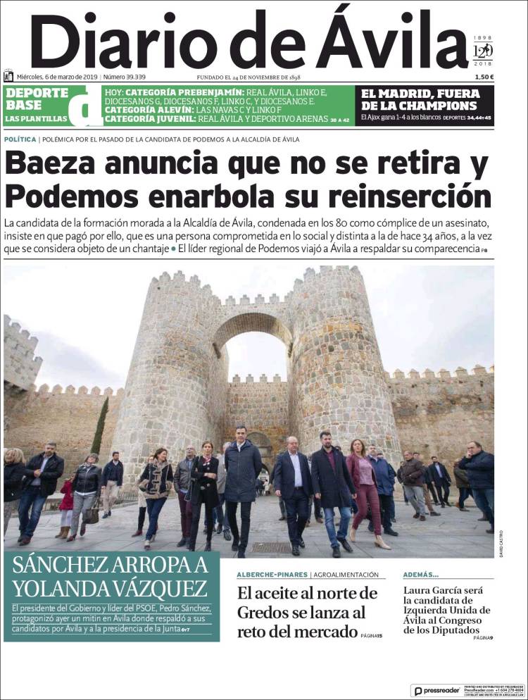 Portada de Diario de Ávila (España)