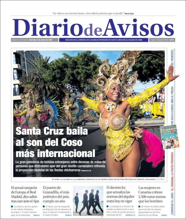 Portada de Diarios de Avisos (España)