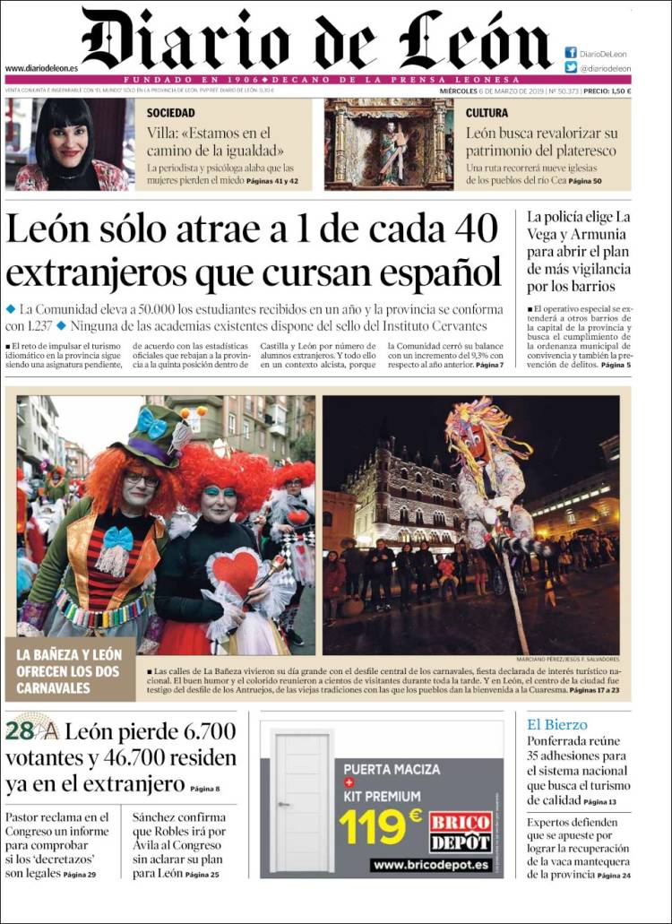 Portada de Diario de León (España)