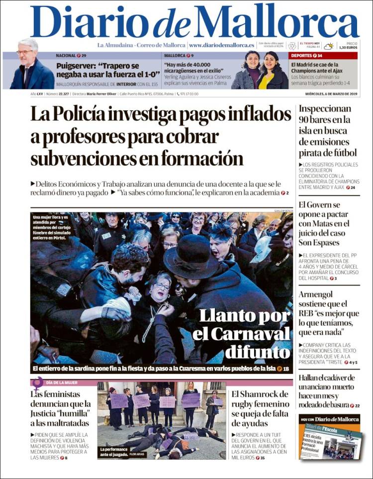 Portada de Diario de Mallorca (España)