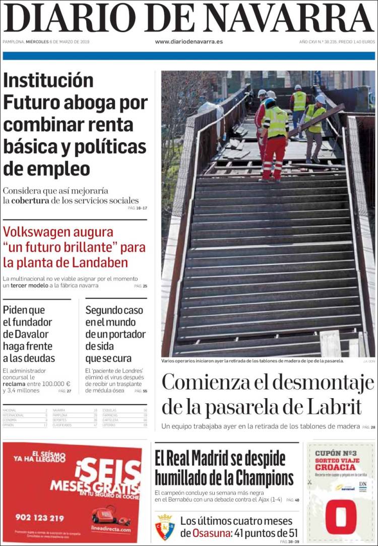 Portada de Diario de Navarra (España)