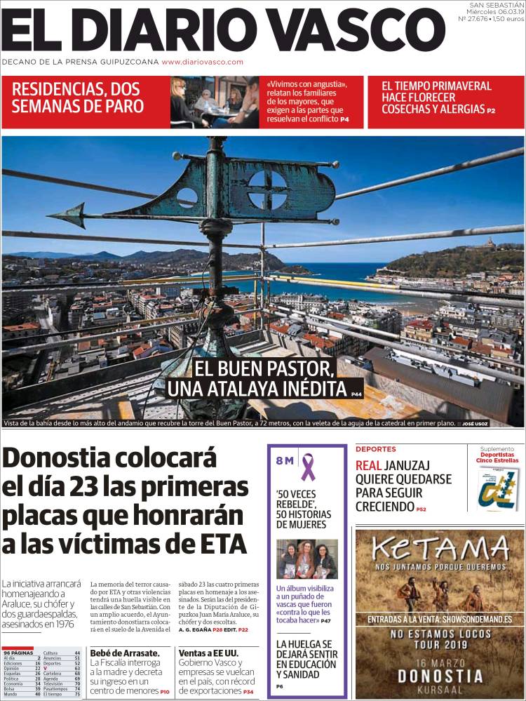 Portada de Diario Vasco (España)