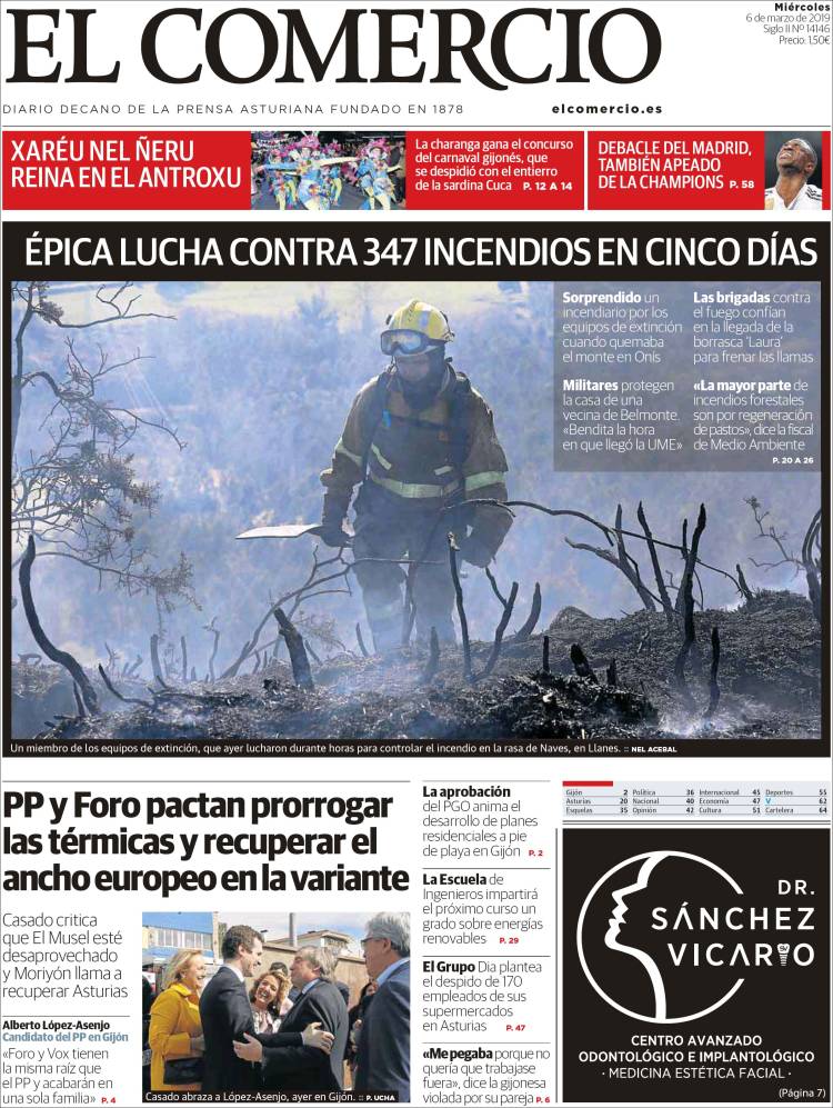 Portada de El Comercio (España)