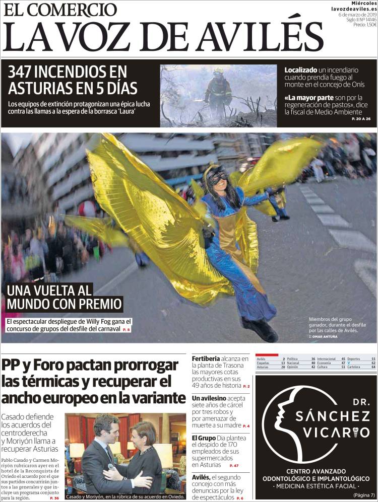 Portada de El Comercio - Avilés (España)