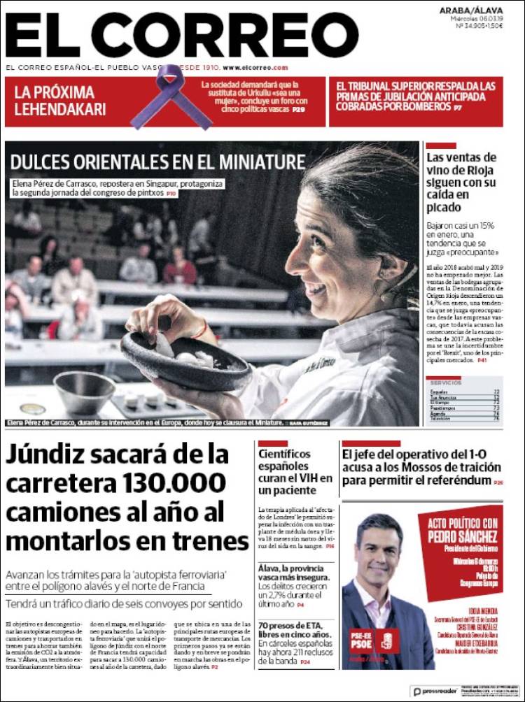 Portada de El Correo - Álava (España)