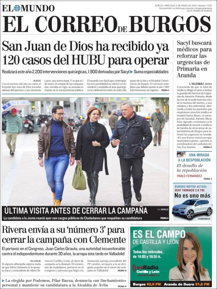 Portada de El Correo de Burgos (España)